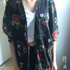 Floral print kimono